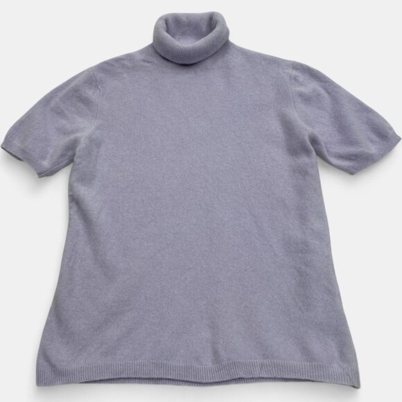 Bellina Women's Purple Lavender Cashmere Wool Sweater Short Sleeve Turtle Neck M - Picture 1 of 6